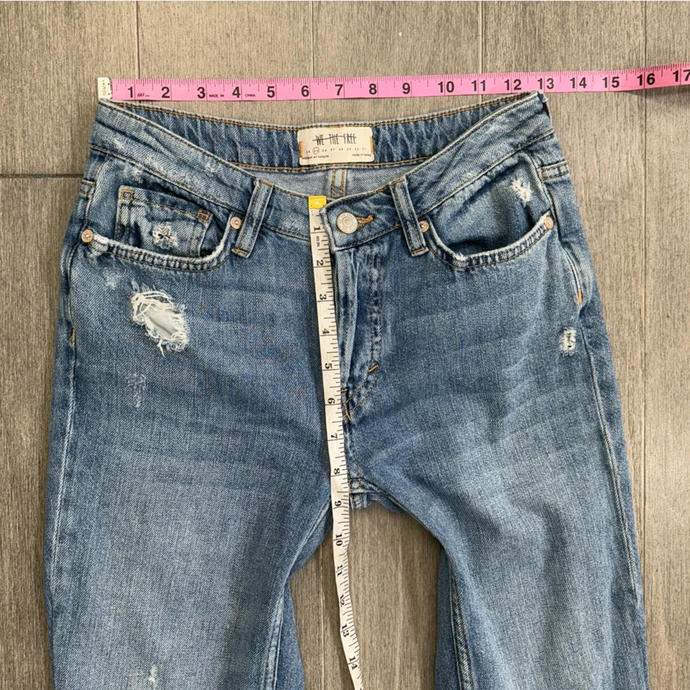 We The Free People Distressed Boho Patchwork Flare Bell Bottom Jeans 25 Boho - Picture 15 of 16